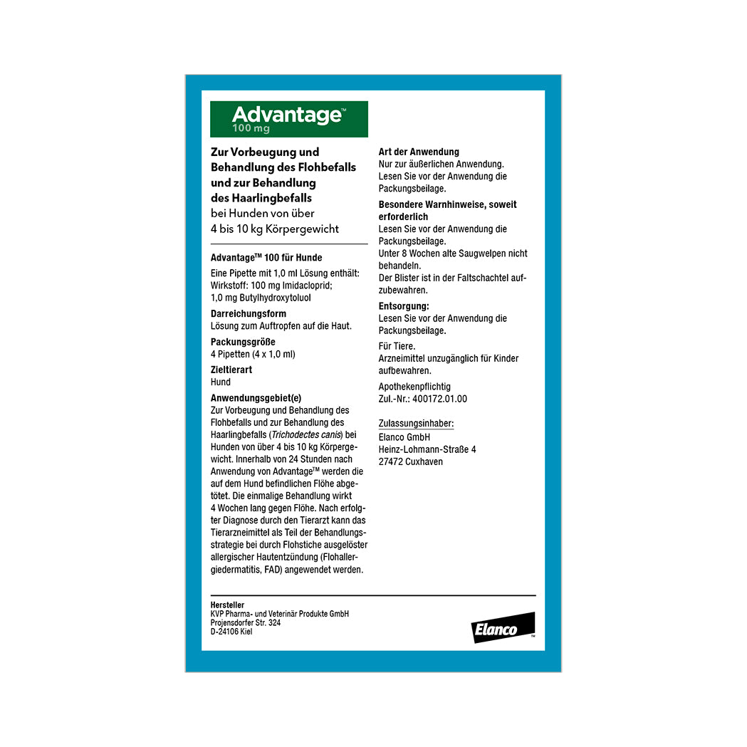 Advantage Spot-On für Hunde | von 4 bis 10 kg - 4 St.