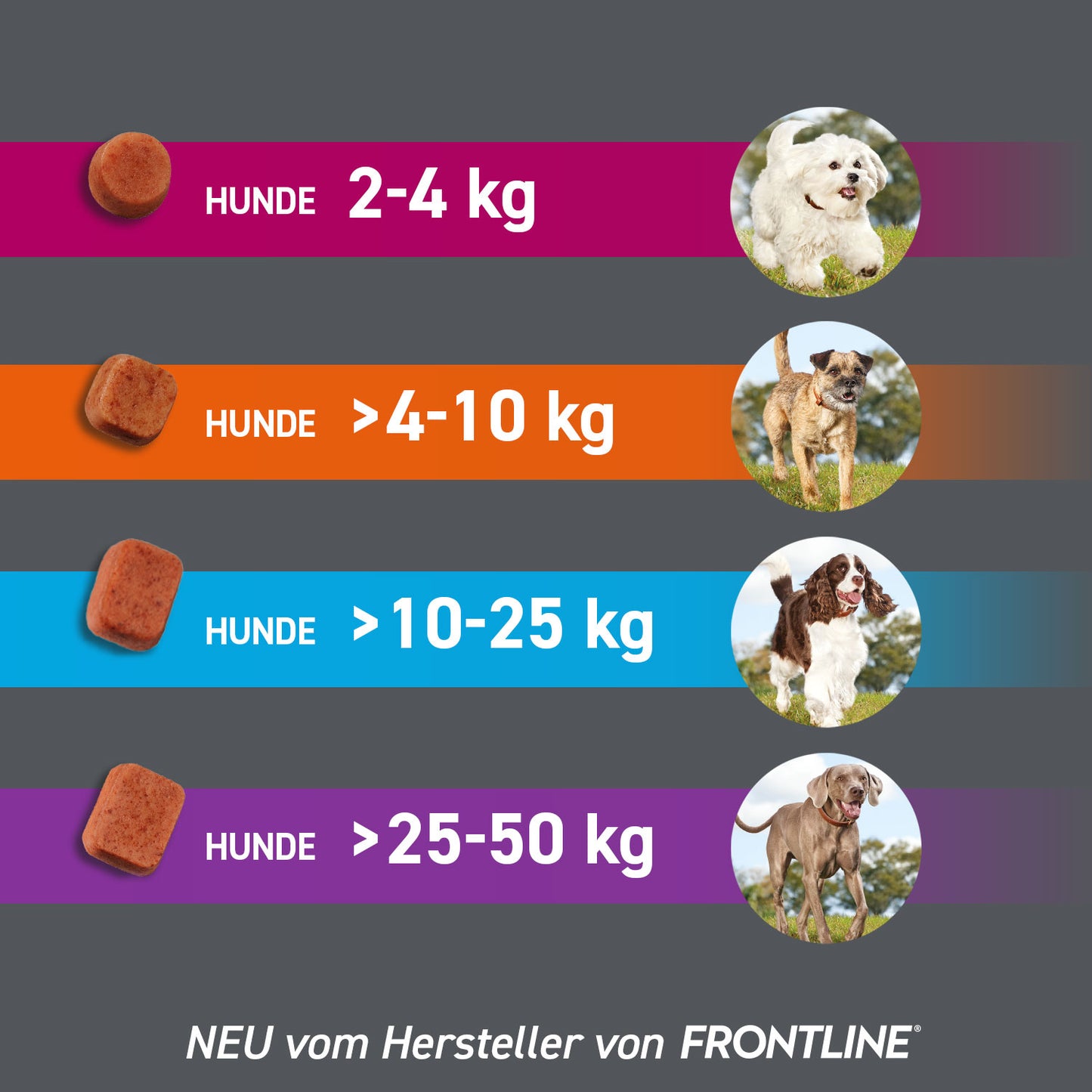 FRONTPRO Kautabletten für Hunde | von 10 bis 25 kg - 3 St.