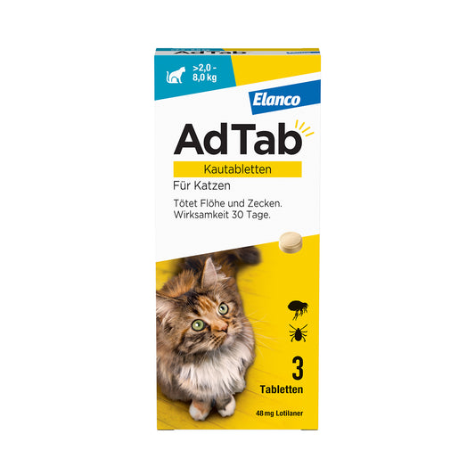AdTab Kautabletten für Katzen | von 2 bis 8 kg - 3 St.