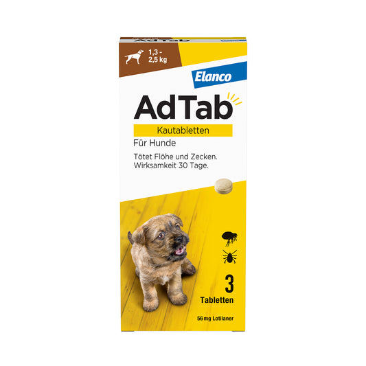 AdTab Kautabletten für Hunde | von 1,3 bis 2,5 kg - 3 St.