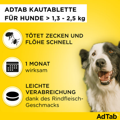 AdTab Kautabletten für Hunde | von 1,3 bis 2,5 kg - 3 St.